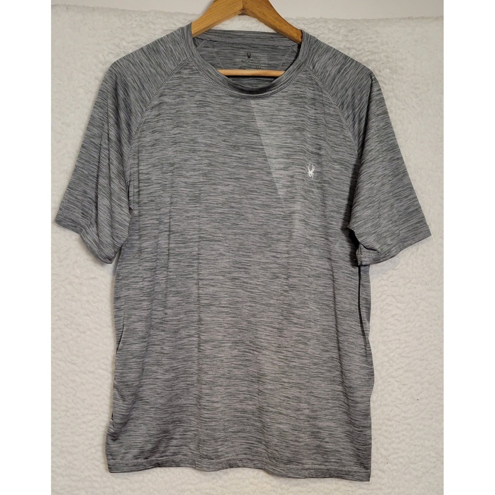 Spyder Short Sleeve Shirt Top Gray Size L Mens Polyester Outdoors Active 1259